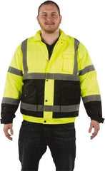 Utility Pro Wear - Size 2XL Cold Weather & High Visibility Jacket - Yellow, Polyester & Teflon, Zipper, Snaps Closure - Apex Tool & Supply