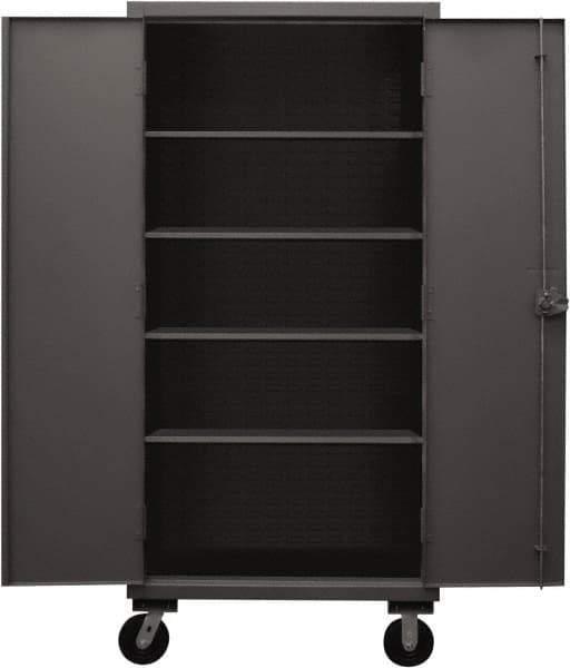 Durham - 4 Shelf Mobile Storage Cabinet - Steel, 36" Wide x 24" Deep x 80" High, Gray - Apex Tool & Supply