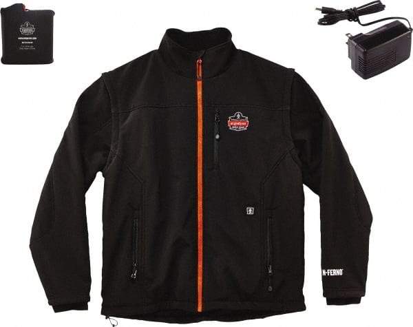 Ergodyne - Size XL Heated & Cold Weather Jacket - Black, Polyester, Zipper Closure, 42 to 46" Chest - Apex Tool & Supply