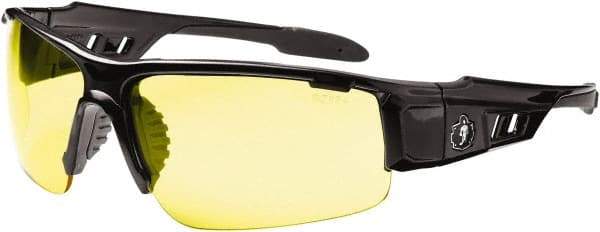 Ergodyne - Yellow Lenses, Framed Safety Glasses - Uncoated Lenses, Size Universal, Wrap Around - Apex Tool & Supply