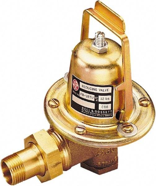 Bell & Gossett - 1/2" Inlet, 1/2" Outlet, Female Union x FNPT, Pressure Reducing Valve - 125 Max psi, Lead Free Brass - Apex Tool & Supply