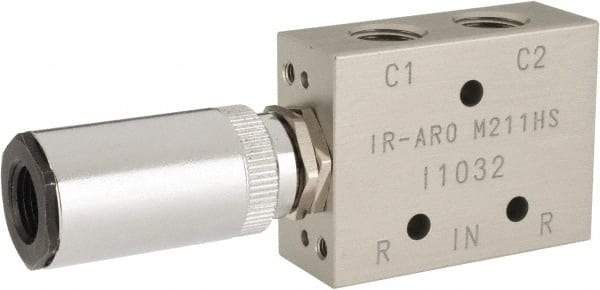 ARO/Ingersoll-Rand - 1/8" Inlet x 1/8" Outlet, Pilot Actuator, Spring Return, 2 Position, Body Ported Solenoid Air Valve - 0.25 CV, 4 Way, 140 psi, 122° Max Temp, 15° Min Temp - Apex Tool & Supply