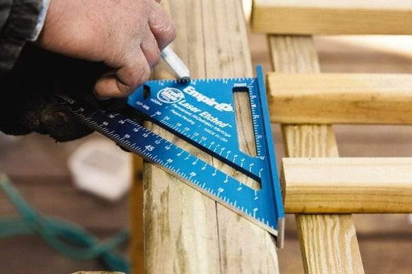 Empire Level - 7" Blade Length x 7" Base Length, Aluminum Rafter Square - 1/8" Graduation - Apex Tool & Supply