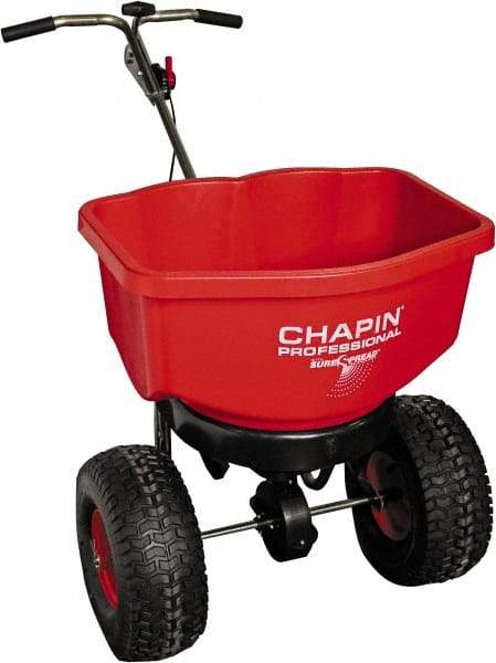 Chapin - 100 Lb Stainless Steel Walk Behind Broadcast Landscape Spreader - 14" Pneumatic Wheels - Apex Tool & Supply