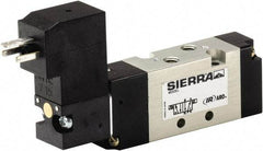 ARO/Ingersoll-Rand - 10-32" Inlet, Solenoid Actuator, Spring Return, 2 Position, Body Ported Solenoid Air Valve - 24 VDC Input, 1/4 CV, 4 Way, 115 psi, 122° Max Temp - Apex Tool & Supply