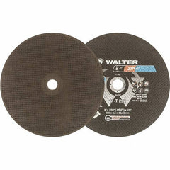 WALTER Surface Technologies - 9" 46 Grit Aluminum Oxide Cutoff Wheel - 3/32" Thick, 7/8" Arbor, 6,600 Max RPM, Use with Angle Grinders - Apex Tool & Supply