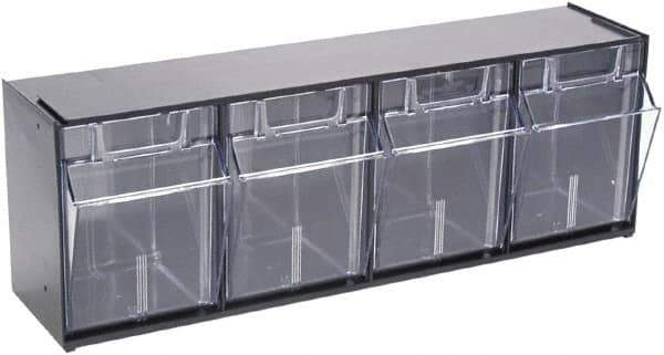 Deflect-o - 4 Compartment, 23-5/8 Inch Wide x 6-5/8 Inch Deep x 8-1/8 Inch High, Covered Modular - Plastic, Black and Clear - Apex Tool & Supply