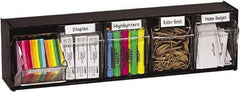 Deflect-o - 5 Compartment, 23-5/8 Inch Wide x 5-1/4 Inch Deep x 6-1/2 Inch High, Covered Modular - Plastic, Black and Clear - Apex Tool & Supply