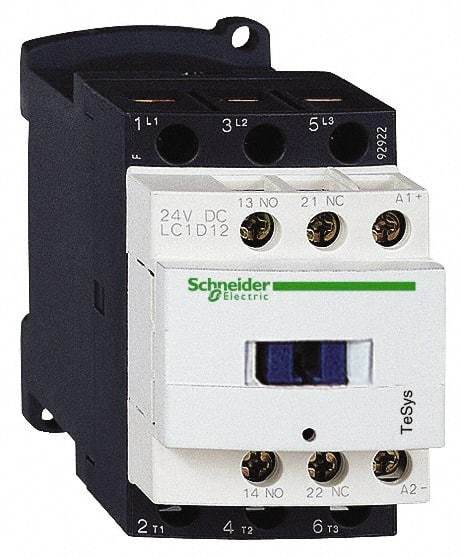 Schneider Electric - 3 Pole, 120 Coil VAC at 50/60 Hz, 12 Amp at 440 VAC and 25 Amp at 440 VAC, Nonreversible IEC Contactor - 1 Phase hp: 1 at 115 VAC, 2 at 230/240 VAC, 3 Phase hp: 10 at 575/600 VAC, 3 at 200/208 VAC, 3 at 230/240 VAC, 7.5 at 460/480 VAC - Apex Tool & Supply