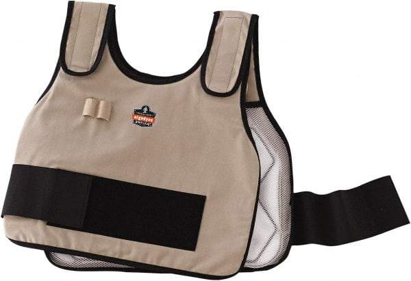 Ergodyne - Size L/XL, Khaki Cooling Vest - 40 to 52" Chest, Hook & Loop Front, PVC, Cotton - Apex Tool & Supply
