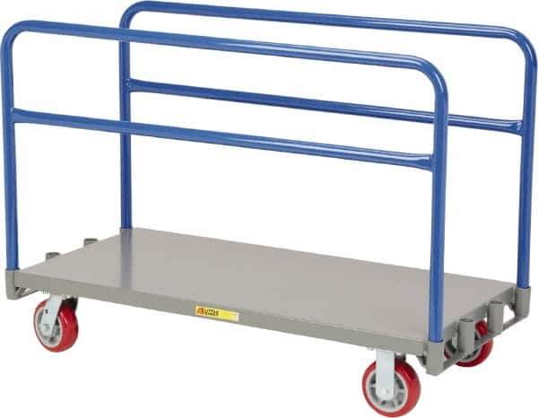 Little Giant - 3,600 Lb Capacity Steel Adjustable Sheet & Panel Truck - Steel Deck, 36" OAW, 72" Platform Length, Polyurethane Casters - Apex Tool & Supply
