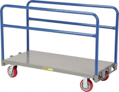 Little Giant - 3,600 Lb Capacity Steel Adjustable Sheet & Panel Truck - Steel Deck, 36" OAW, 72" Platform Length, Polyurethane Casters - Apex Tool & Supply