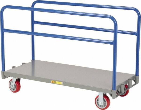 Little Giant - 3,600 Lb Capacity Steel Adjustable Sheet & Panel Truck - Steel Deck, 36" OAW, 60" Platform Length, Polyurethane Casters - Apex Tool & Supply