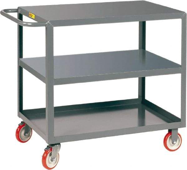 Little Giant - 1,200 Lb Capacity, 18" Wide x 24" Long x 35" High Service Cart - 3 Shelf, Steel, 2 Rigid/2 Swivel Casters - Apex Tool & Supply