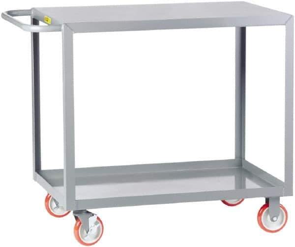 Little Giant - 1,200 Lb Capacity, 30" Wide x 60" Long x 35" High Service Cart - 2 Shelf, Steel, 2 Rigid/2 Swivel Casters - Apex Tool & Supply