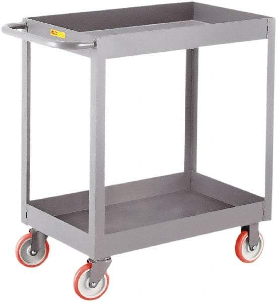 Little Giant - 1,200 Lb Capacity, 24" Wide x 48" Long x 35" High Deep Shelf Cart - 2 Shelf, Steel, 2 Rigid/2 Swivel Casters - Apex Tool & Supply
