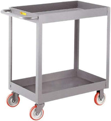 Little Giant - 1,200 Lb Capacity, 24" Wide x 48" Long x 35" High Deep Shelf Cart - 2 Shelf, Steel, 2 Rigid/2 Swivel Casters - Apex Tool & Supply