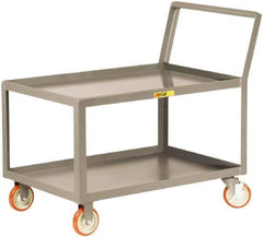 Little Giant - 1,200 Lb Capacity, 30" Wide x 48" Long x 35-3/4" High Standard Utility Cart - 2 Shelf, Steel, 2 Rigid/2 Swivel Casters - Apex Tool & Supply