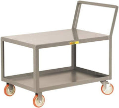 Little Giant - 1,200 Lb Capacity, 24" Wide x 48" Long x 35-3/4" High Standard Utility Cart - 2 Shelf, Steel, 2 Rigid/2 Swivel Casters - Apex Tool & Supply