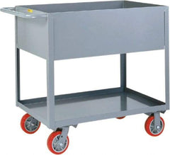 Little Giant - 1,200 Lb Capacity, 18" Wide x 30" Long x 35" High Deep Shelf Cart - 2 Shelf, Steel, 2 Rigid/2 Swivel Casters - Apex Tool & Supply