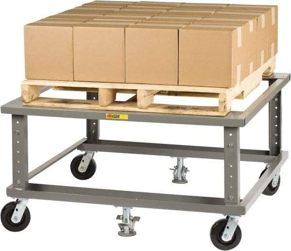 Little Giant - 3,600 Lb Capacity Steel Adjustable Height Pallet Stand - 48" Long x 48" Wide x 24" High, 6" Wheels - Apex Tool & Supply