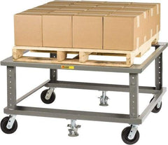 Little Giant - 3,600 Lb Capacity Steel Adjustable Height Pallet Stand - 48" Long x 40" Wide x 24" High, 6" Wheels - Apex Tool & Supply
