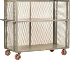 Little Giant - 3,600 Lb Capacity, 2 Shelf, 3-Sided Steel Bulk Truck - 60" Long x 30" Wide x 57" High, 6" Diam Polyurethane Wheels - Apex Tool & Supply