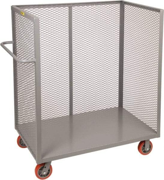 Little Giant - 3,600 Lb Capacity, 1 Shelf, 3-Sided Steel Bulk Truck - 60" Long x 30" Wide x 57" High, 6" Diam Polyurethane Wheels - Apex Tool & Supply