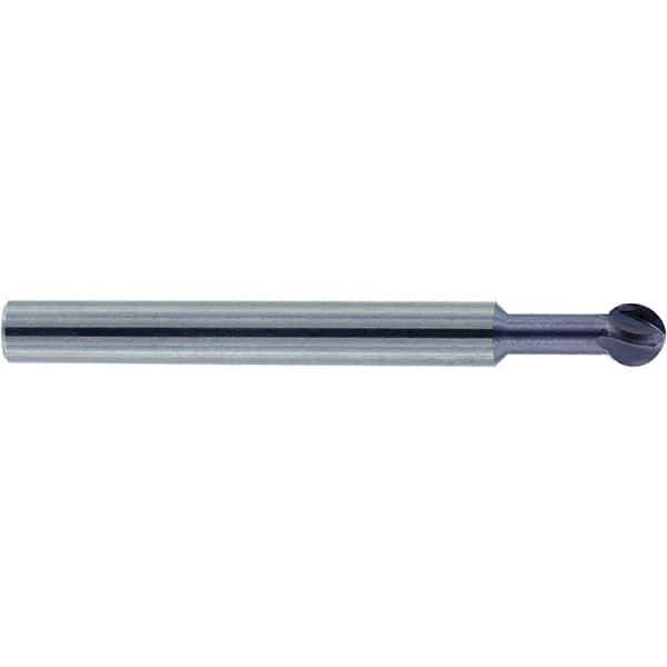 Accupro - 1/2" Diam, 0.427" LOC, 4 Flute Solid Carbide Ball End Mill - nACo Finish, Single End, 3" OAL, 1/2" Shank Diam, Undercutting - Apex Tool & Supply