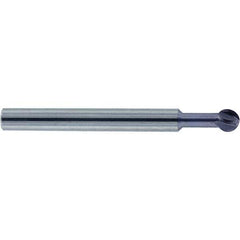 Accupro - 1/2" Diam, 0.427" LOC, 4 Flute Solid Carbide Ball End Mill - nACo Finish, Single End, 3" OAL, 1/2" Shank Diam, Undercutting - Apex Tool & Supply