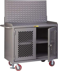 Little Giant - Mobile Bench Cabinet with Louvered Panel - Steel, Gray, 48" Long x 24" Deep x 65" High - Apex Tool & Supply