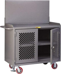 Little Giant - Mobile Bench Cabinet with Pegboard Panel - Steel, Gray, 48" Long x 24" Deep x 65" High - Apex Tool & Supply