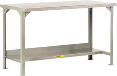 Little Giant - 84 Wide x 36" Deep x 36" High, 12 Gauge Steel Workbench - Edge Turned Down, Fixed Legs, Gray - Apex Tool & Supply