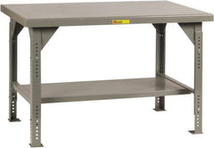 Little Giant - 48 Wide x 30" Deep x 28" High, 7 Gauge Steel Workbench - Comfort Edge, Adjustable Height Legs, Gray - Apex Tool & Supply