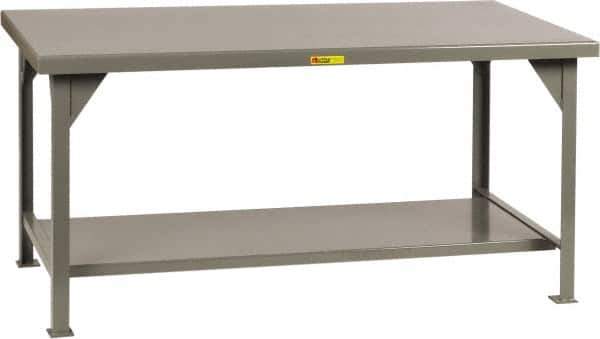 Little Giant - 84 Wide x 42" Deep x 34" High, 7 Gauge Steel Workbench - Comfort Edge, Fixed Legs, Gray - Apex Tool & Supply