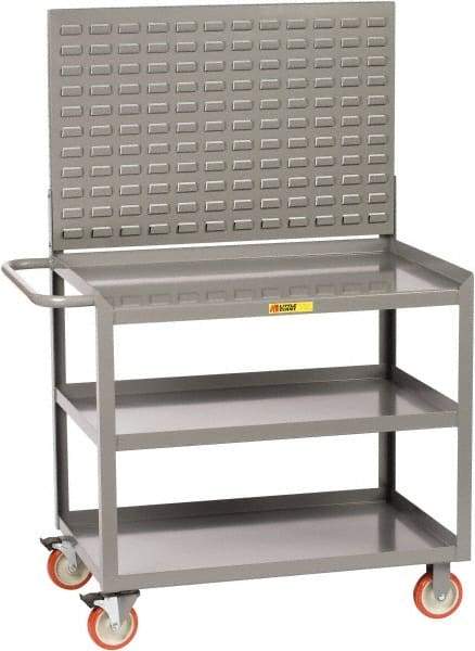 Little Giant - 1,200 Lb Capacity, 3 Shelf, 3 Drawer Mobile Workstation - 53-1/2" Wide x 24" Deep x 60" High, Gray - Apex Tool & Supply