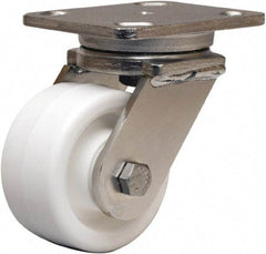 Hamilton - 4" Diam x 2" Wide x 5-5/8" OAH Top Plate Mount Swivel Caster - Polyolefin, 550 Lb Capacity, Delrin Bearing, 4 x 5" Plate - Apex Tool & Supply