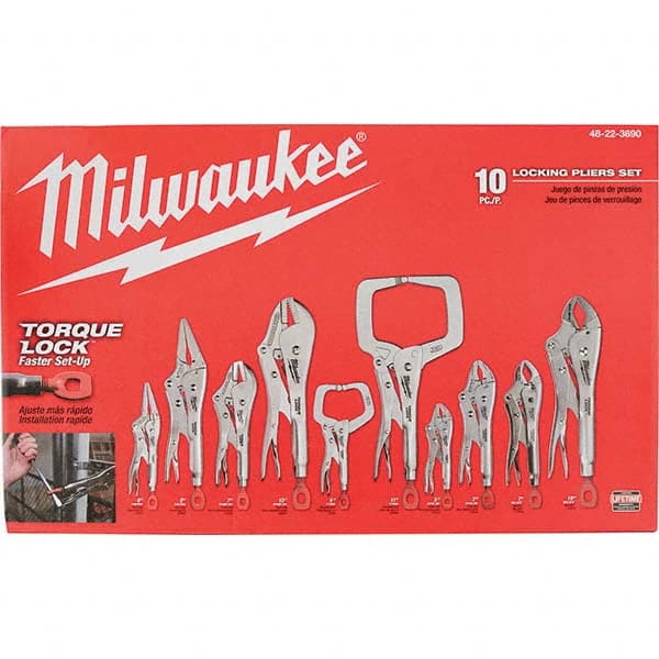 Milwaukee Tool - Plier Sets Set Type: Locking Pliers Number of Pieces: 10 - Apex Tool & Supply