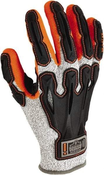 Ergodyne - Size M Synthetic Blend Cut Resistant Work Gloves - For Mechanic's & Lifting, Knit Wrist Cuff, Full Fingered, Gray/Orange, Paired - Apex Tool & Supply