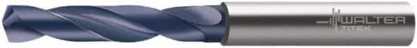 Walter-Titex - 12.3mm 140° Spiral Flute Solid Carbide Screw Machine Drill Bit - TiAlN Finish, Right Hand Cut, 1.452" Flute Length, 4" OAL, Special Type Point, Straight Shank - Apex Tool & Supply