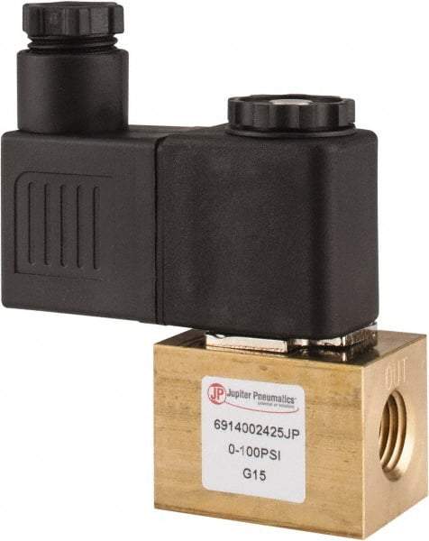 PRO-SOURCE - 1/4", 2/2 Way Square Body Stacking Solenoid Valve - 24 VDC, 0.18 CV Rate, 2.95" High x 2.64" Long - Apex Tool & Supply
