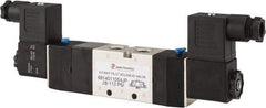 PRO-SOURCE - 1/4", 5/3 Way Double Stacking Solenoid Valve - 110 VAC, 0.76 CV Rate, 2.6" High x 8-1/2" Long - Apex Tool & Supply