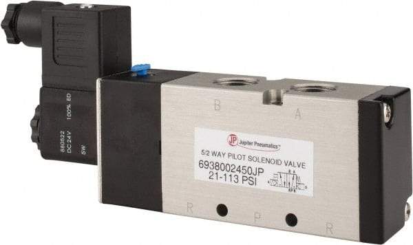 PRO-SOURCE - 3/8", 5/2 Way Single Stacking Solenoid Valve - 24 VDC, 1.9 CV Rate, 2.81" High x 6.22" Long - Apex Tool & Supply