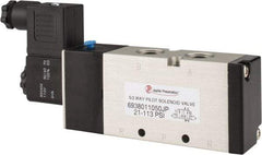 PRO-SOURCE - 3/8", 5/2 Way Single Stacking Solenoid Valve - 110 VAC, 1.9 CV Rate, 2.81" High x 6.22" Long - Apex Tool & Supply
