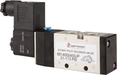 PRO-SOURCE - 1/4", 5/2 Way Single Stacking Solenoid Valve - 24 VDC, 0.98 CV Rate, 2.6" High x 5.12" Long - Apex Tool & Supply