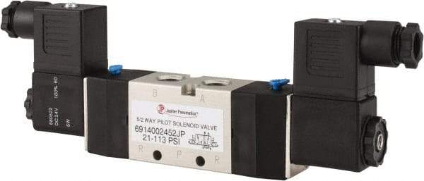 PRO-SOURCE - 1/4", 5/2 Way Double Stacking Solenoid Valve - 24 VDC, 0.98 CV Rate, 2.6" High x 7.76" Long - Apex Tool & Supply