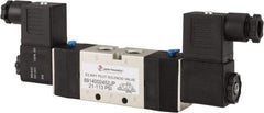 PRO-SOURCE - 1/4", 5/2 Way Double Stacking Solenoid Valve - 24 VDC, 0.98 CV Rate, 2.6" High x 7.76" Long - Apex Tool & Supply
