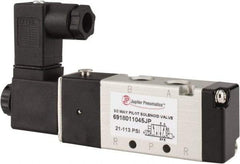 PRO-SOURCE - 1/8", 5/2 Way Body Ported Stacking Solenoid Valve - 110 VAC, 0.6 CV Rate, 1.36" High x 3.88" Long - Apex Tool & Supply