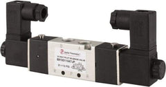 PRO-SOURCE - 1/8", 5/2 Way Body Ported Stacking Solenoid Valve - 110 VAC, 1.36 CV Rate, 1.36" High x 5.43" Long - Apex Tool & Supply