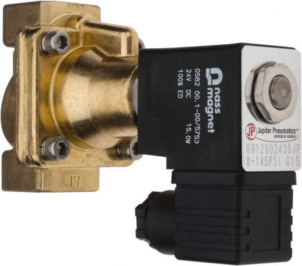 PRO-SOURCE - 1/2", 2/2 Way Steam Series Stacking Solenoid Valve - 24 VDC, 4.5 CV Rate, 4.19" High x 2.76" Long - Apex Tool & Supply